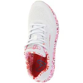 SKECHERS Uno - Loving Love Damen white durabuck/red pink mesh trim 37