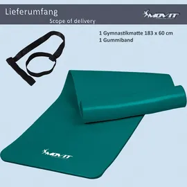 MOVIT Gymnastikmatte - 183x60x1,0 cm, 12 Farben, für Zuhause oder Unterwegs