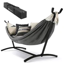 Juskys Hängematte Paya 281 x 107 x 96 cm Grau