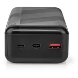 Nedis powerbank - 30000 mAh - 1.5 / 2.0 / 3.0 A - Geräteausgangsanschluss: 1x USB-A / 1x USB-C - Geräteeingangsanschluss: Micro USB / 1x USB-C - ... - Schwarz