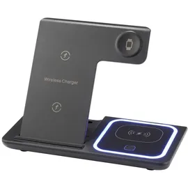 Renkforce Induktions-Ladegerät 15 W RF-QiWC3in1-01 RF-5780662 Ausgänge Magnetanschluss Schwarz