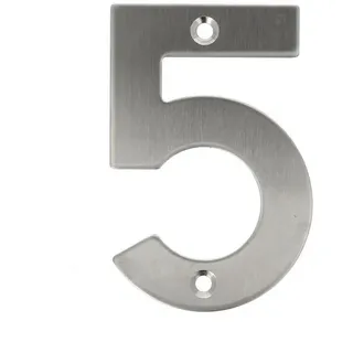 MS Beschläge Edelstahl Hausnummern 0-9 Buchstaben a-i matt gebürstet Hauswandziffern Türnummer 5)