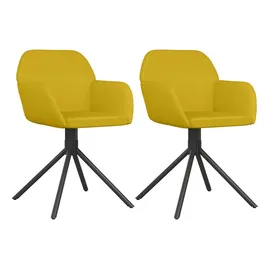 vidaXL Esszimmerstühle 2 Stk. Drehbar Gelb Samt vidaXL