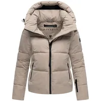 Navahoo Damen Winterjacke warme Steppjacke mit Abnehmbarer Kapuze Frostherz XIV Light Taupe Gr. XL - XL