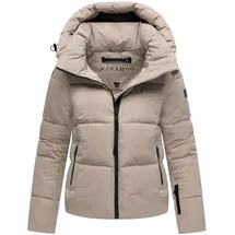 Navahoo Damen Winterjacke warme Steppjacke mit Abnehmbarer Kapuze Frostherz XIV Light Taupe Gr. XL - XL