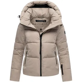 Navahoo Damen Winterjacke warme Steppjacke mit Abnehmbarer Kapuze Frostherz XIV Light Taupe Gr. XL - XL