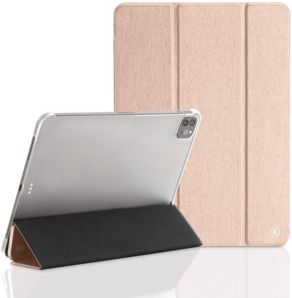 Hama Hülle für iPad Pro 2020 12.9 Zoll (aufklappbares Case für Apple Tablet, Schutz-Hülle mit Standfunktion, transparente Rückseite, magnetisches Cover mit Auto Wake/Sleep Funktion) rosa