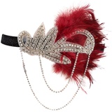 1920s Kopfschmuck Flapper Stirnband Damen 1920er Feder Stirnband 20er Jahre Stil Flapper Charleston Haarband Great Gatsby Damen Fasching Kostüm Accessoires für Frauen Kristall Stirnband