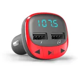 Energy Sistem Car Transmitter FM Red- Auto FM Transmitter(microSD, USB- Ladegerät, USB MP3 Player, Line-In)- rot