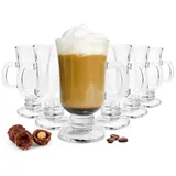 Sendez Latte-Macchiato-Glas 6 Irish Coffee Gläser mit Henkel Kaffeegläser, Glas weiß