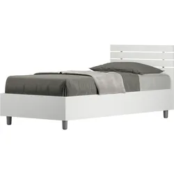 Einzelbett mit Stauraum 80x200, gerades Kopfteil mit Ankel-Latten aus weißer Esche