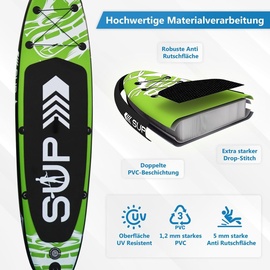 24MOVE 24MOVE® Standup Paddle Board SUP, inkl. umfangreichem Zubehör, Paddel und Hochdruckpumpe, GRÜN, 320x80x15 cm
