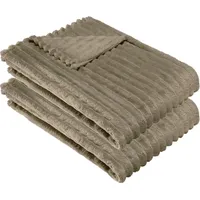 Erwin Müller Fleece, Microfaser Wohndecke 2er-Pack Aosta in taupe