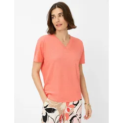 Kurzarmshirt BRAX "Style CAELEN", Damen, Gr. 34, rot, 100% Leinen, Kurzarm, Shirts