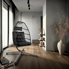 Tectake tectake® Hängesessel Ariane mit Gestell und Kissen 160kg