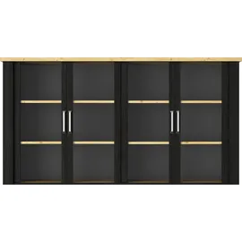 Gami Buffetaufsatz GAMI "Sequoia", schwarz, B:220cm H:116cm T:41cm, Spanplatte, Möbelaufsätze, Wohnzimmer-Programm in Landhaus- und Industrial-Dekor