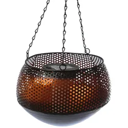MARELIDA LED Solar Laterne Hängeleuchte Flammeneffekt D: 21cm Garten Terrasse Balkon