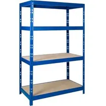 pro-bau-tec Schwerlastregal Holz 180 x 120 x 60 cm blau 4 Holzböden 350 kg Fachlast