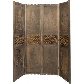 Homestyle4u Paravent Raumteiler 4 teilig Holz Schnitzerei Braun 160x170 cm 1361,
