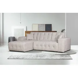 Ecksofa HOME AFFAIRE "Nosia L-Form", beige (creme), B:234cm H:85cm T:163cm, 100% Polyester, Sofas, incl. 2 Zierkissen, mit feiner Steppung