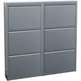 Ebuy24 - Pisa Schuhschrank Mit 6 Klappen/türen In Metall Grau. Fertig Montiert Geliefert.