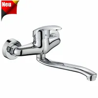 STILVORA Spültischarmatur Spültischarmatur Küchenarmatur Küchenhahn Edelstahl Badezimmerarmature (Kalt und Heiß Einhebelmischer Chrom Wandmontage Schwenkarm 25cm, 360° Wandarmatur Mischbatterie) für Doppelspülbecken Küchenspüle Wäscherei Waschtisch Waschbecken silberfarben