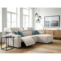 OTTO home Ecksofa LEOON L-Form, 255 cm - elektr. Relaxfunktion, mit USB A/C-Anschluss. Federkern, verstellbaren Kopfstützen, Webstoff beige