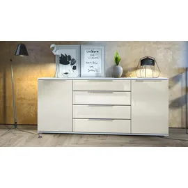 Vladon Linio V2 166,5 x 75,5 x 35 cm Weiß matt / Creme Hochglanz / Gelb