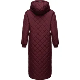 Ragwear Damen, Wintermantel Warmer Steppmantel extralang mit Kapuze Niran Wine Red Gr. XS - XS