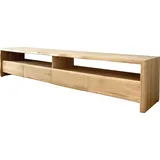 DeLife Fernsehtisch Live-Edge Eiche Natur 230 cm 4 Schubkästen Baumkante Lowboard