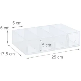 Relaxdays Schubladenbox 25 x 17,5 x 6 cm 18-tlg. transparent