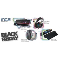 INCA Gaming Set 4in1 RGB Gaming-Tastatur Gaming-Maus, Mauspad und Headset Gaming-Headset schwarz