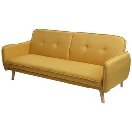 Mendler Schlafsofa HWC-J18, Couch Klappsofa Gästebett Bettsofa, Schlaffunktion Stoff/Textil 185cm ~ gelb