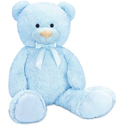 BRUBAKER Kuscheltier »XXL Teddybär mit Schleife« (1-St), 100 cm großer Teddy Bär, Stofftier Plüschtier blau