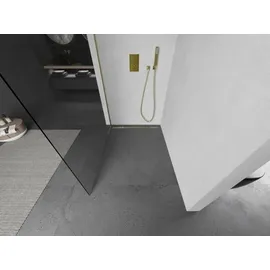 Mexen Kioto Duschwand Walk-In 100 x 200 cm rechts transparent 8 mm gebürstetes Gold 800-100-101-55-00