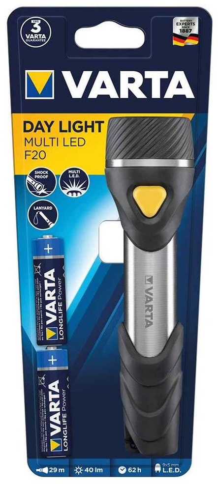 VARTA Taschenlampe Day Light Multi LED F20 mit Batterien (1 Stk.)