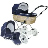 Eichhorn Kinderwagen Kombi-Kinderwagen Retro-Korbwagen-Set, Weide Natur, inklusive Sportwageneinsatz (0-3 Jahre) / made in EU blau