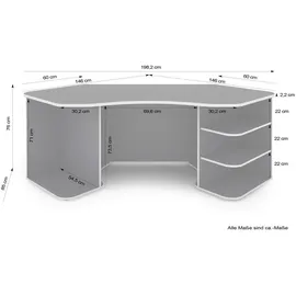 byLIVING Eckschreibtisch Thanatos Anthrazit / Rot