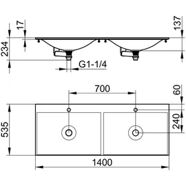 Keuco Edition 11 Doppelwaschtisch 140 x 53,5 cm (31263701402)