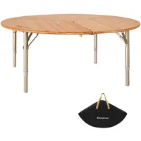 KingCamp Bambus Klapptisch Rund Camping Falt Tisch Alu Holz