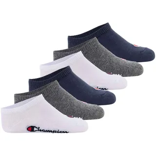 Champion Socken, 6er Pack - Sneaker Socken, Logo, einfarbig Blau/Weiß/Grau 31-34