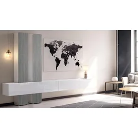 Vladon Wohnwand, Anthrazit, Holzwerkstoff, 330x204x39 cm, Wohnzimmer, Wohnwände, Wohnwand-Sets