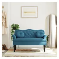 VidaXL Sitzbank mit Kissen Blau 120,5x65x75 cm Samt