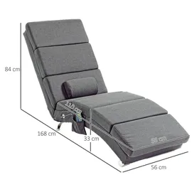 Homcom Massagesessel mit Fernbedienung Polyester 168 x 84 x 56 cm Grau