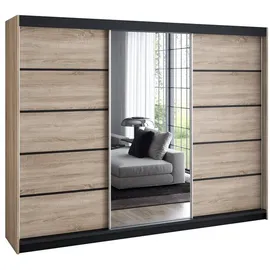 a&j möbelland gmbh Schiebetürenschrank VILUNO 4 200 x 215 x 59,5 cm Weiß/Schwarz