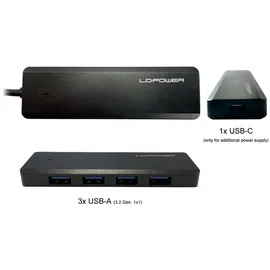 LC-POWER LC-HUB-U3-4-V2 USB 3.2 Gen.1x1 4-port USB-Hub - Schwarz