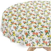 ANRO Tischdecke abwaschbar Wachstuch Wachstuchtischdecke Rund 100cm mit Saum