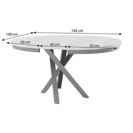 beautysofa Runder Tisch KRIS Ø 100–140 cm ausziehbar, Metallbeine, Loft-Stil, Farbe: Schwarz/Schwarz - Schwarz