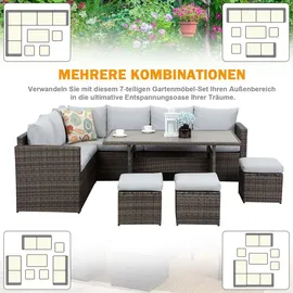 MeXo Polyrattan Lounge-Set 7-tlg. grau