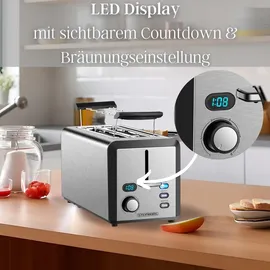 Steinborg Langschlitz Toaster Digitales Display m. Brötchenaufsatz